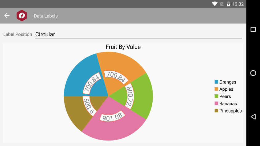 Circular and radial positioning in Xamarin pie chart
