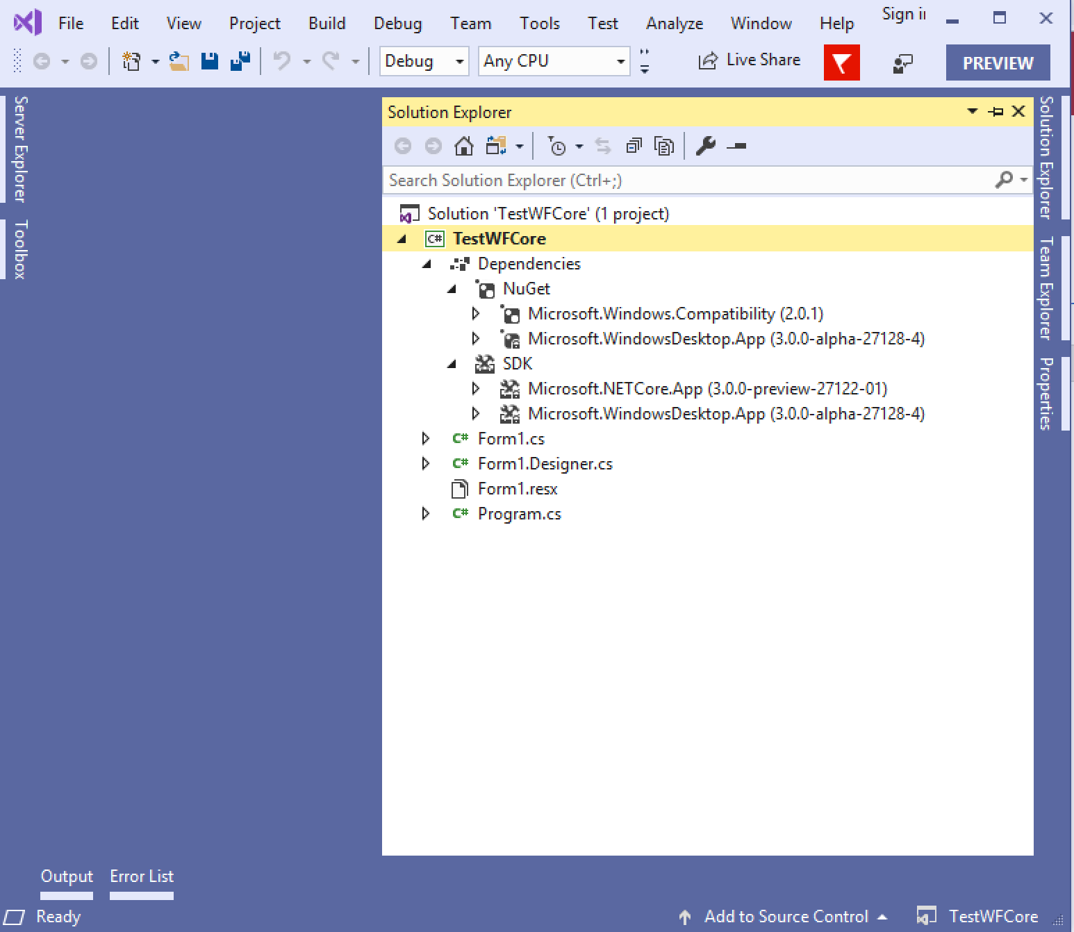 Project in Visual Studio
