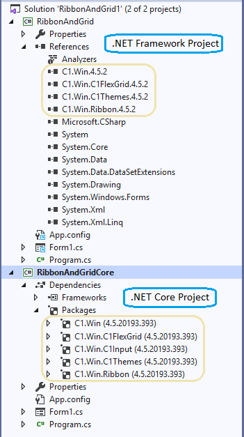 Working with .NET Core 3.0 and ComponentOne WinForms Project Templates
