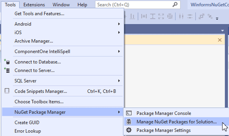 Using ComponentOne Winforms Controls with the NuGet Package Manager