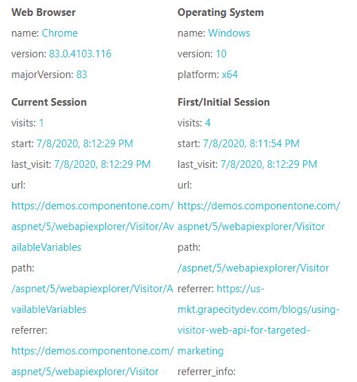 Using Visitor WEB API for Targeted Marketing