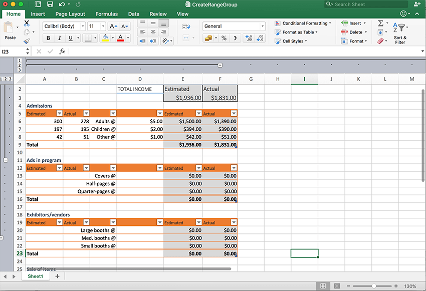 Group your spreadsheet data
