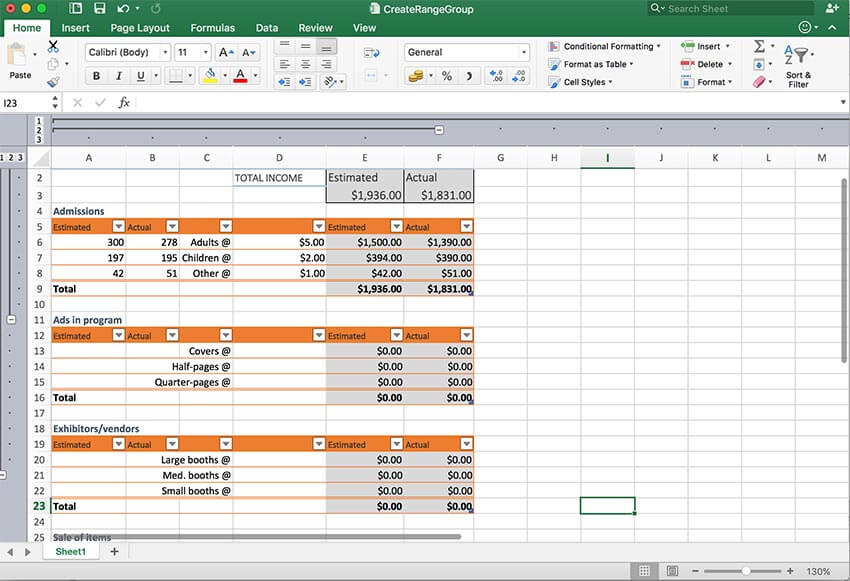 GrapeCity Documents for Excel, Java - Improve analysis by grouping your data