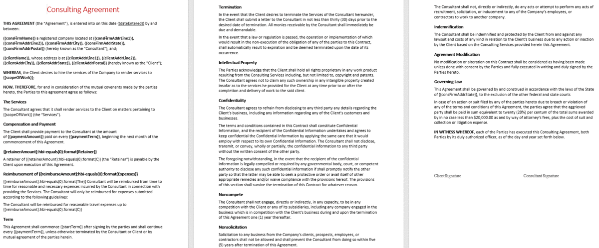 Consulting Agreement Template example by GrapeCity