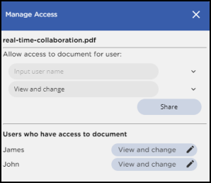 GcPdfViewer Manage Access display to manage document collaboration permissions by GrapeCity