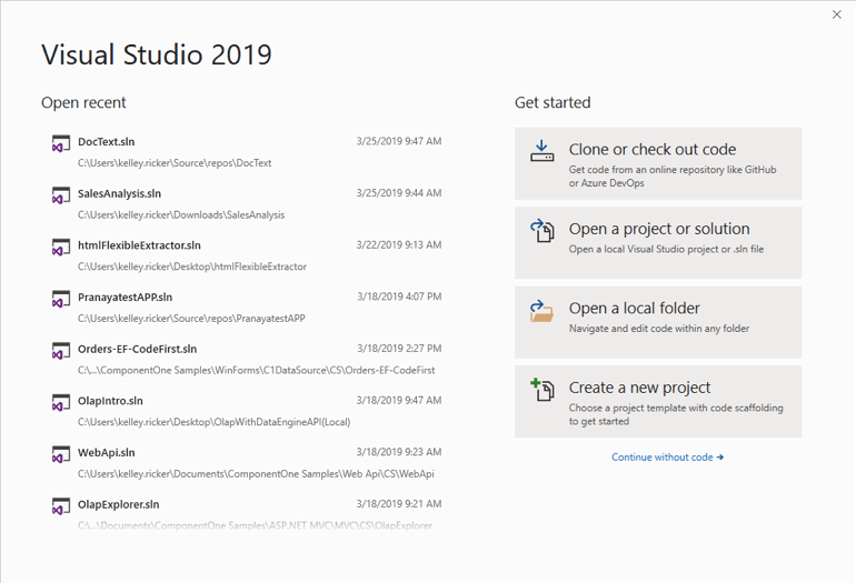 New Visual Studio 2019 IDE