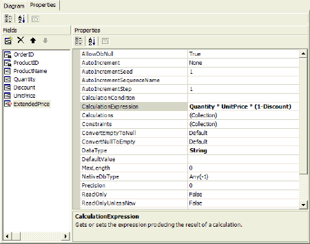 A calculated field expression specified in the Schema Designer.
