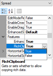 Figure 6  Enable FpSpread.Features.RichClipboard using property grid