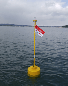 Water temperature sensor buoy on Matsushima Bay