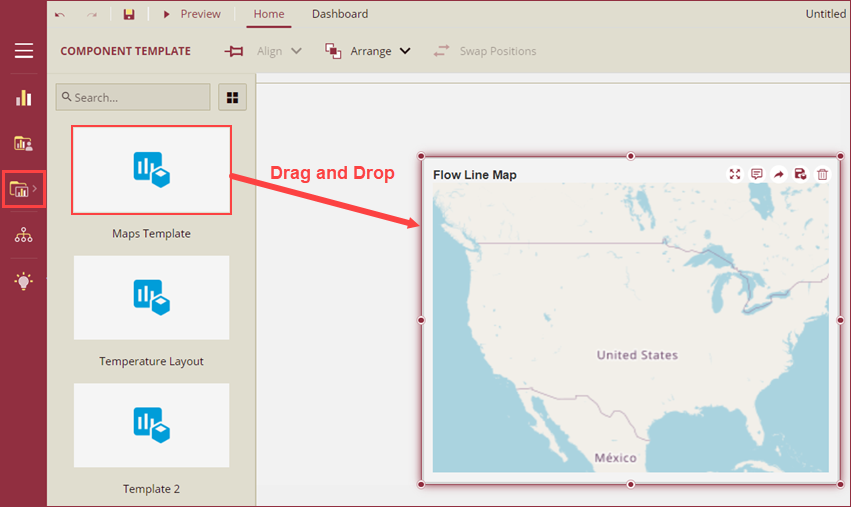 Drag and drop the Component Template on Dashboard Designer