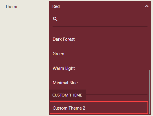 Select a Custom Theme from the Dropdown