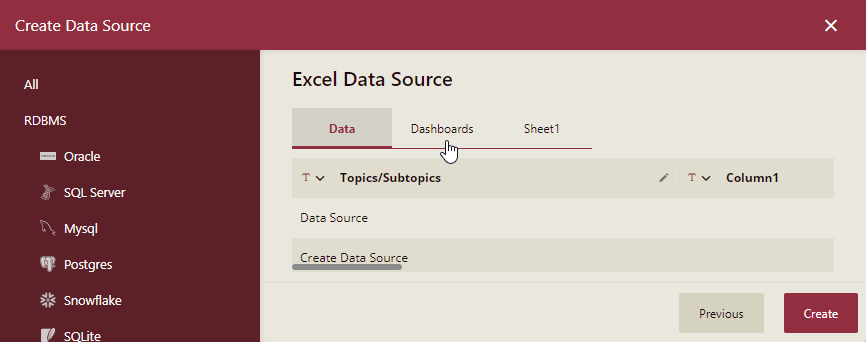 Switch Data Labels in Create Data Source Dialog