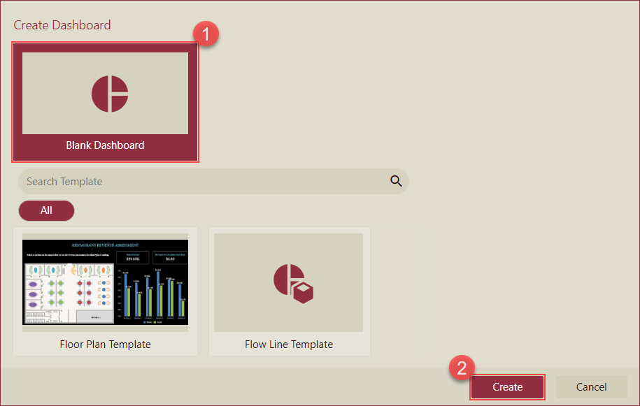 select a dashboard template