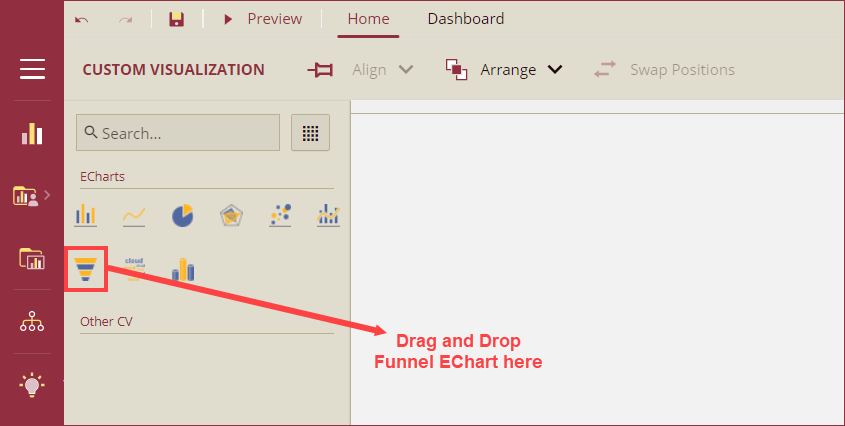 drag and drop funnel echart