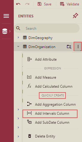 Select the Add Intervals Column option for Text column