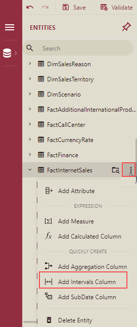 Select the Add Intervals Column option