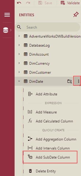 Select the Add SubDate Column option