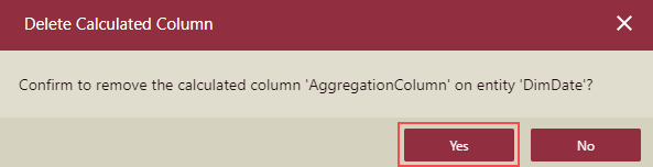 Delete aggregation column dialogbox