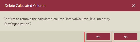 Delete Calculated column dialogbox