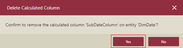 Delete subdate column dialogbox
