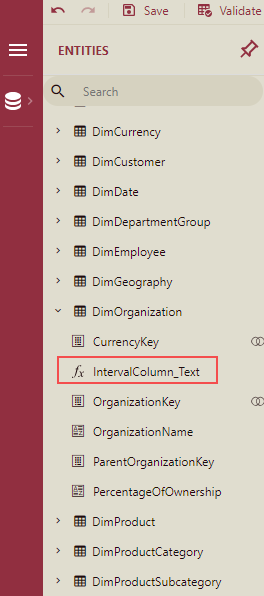 Newly added intervals column text