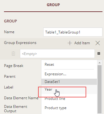 Grouping data in report