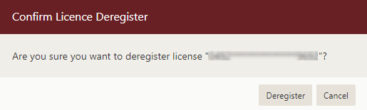 Confirm License Deregister dialog