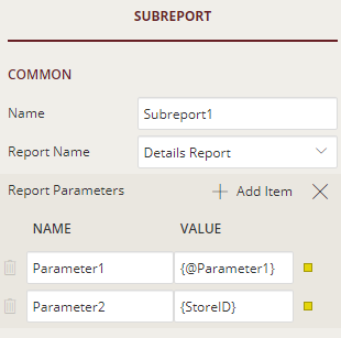 Parameter properties of Subreport control