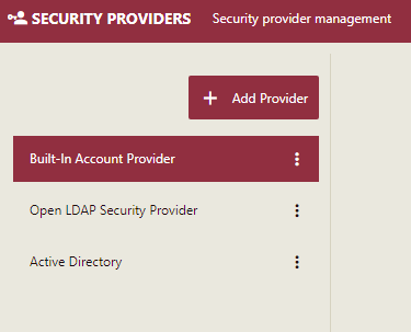 Adding a security provider on Admin portal