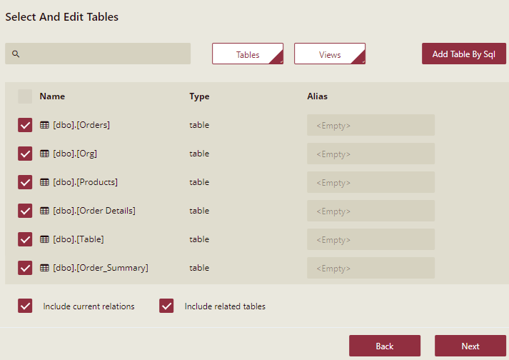 Select and Edit Tables in the Data Model Designer