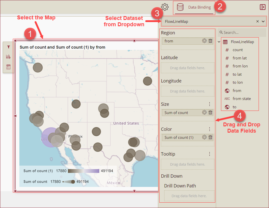Bind a dataset to the Bubbple Map scenario