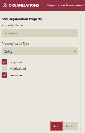 property values for Organization schema