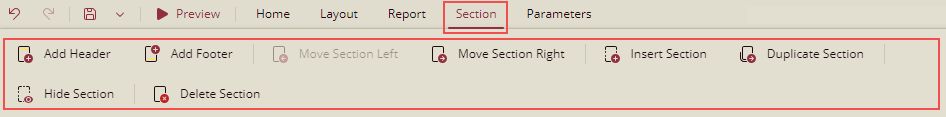 section tab properties