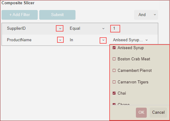 select field for filter