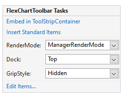 Tasks panel for flexchart toolbar