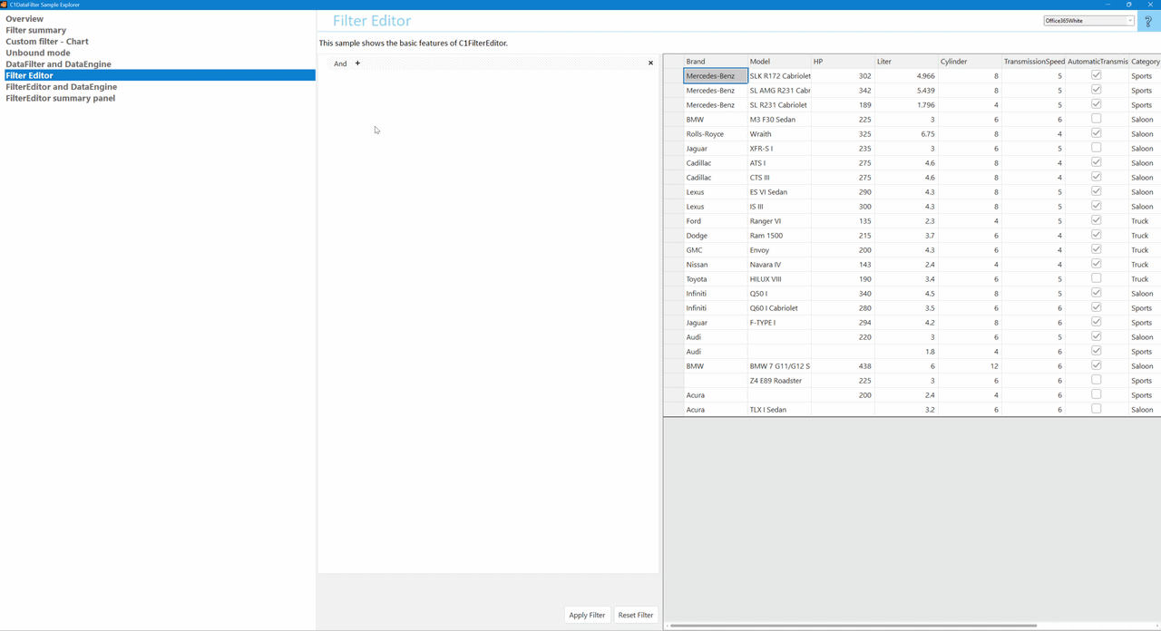 C1WinForms FilterEditor - Filtered View demo