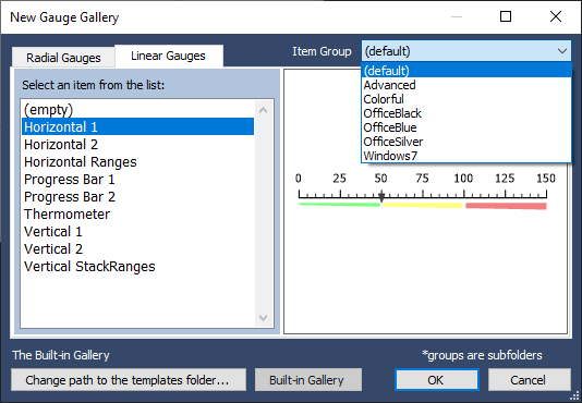 New Gauge Gallery dialog