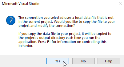 Visual Studio dialog