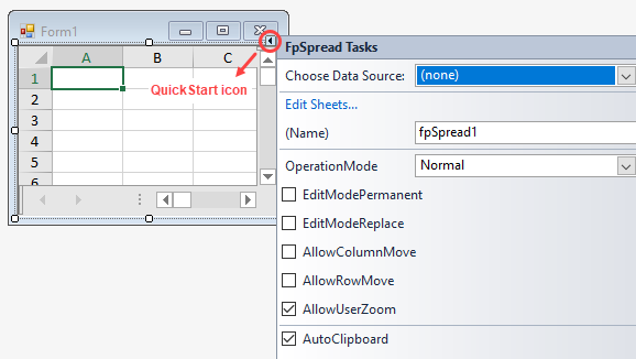 FpSpreadTasks menu