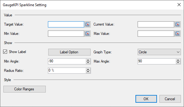 GaugeKPI sparkline setting dialog in Spread Designer