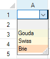 GcComboBox cell displaying a drop-down list