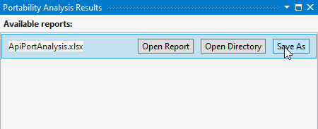 Portability Analysis Results window