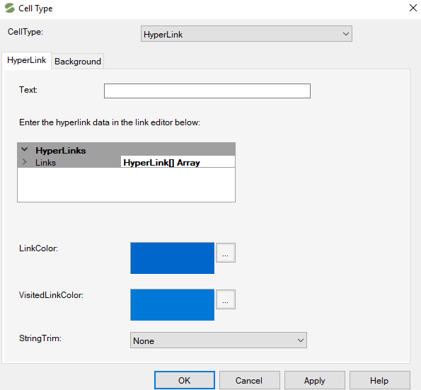 Spread Designer Cell Type Dialog Hyperlink