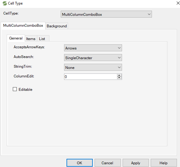Spread Designer Cell Type Dialog Image Tab