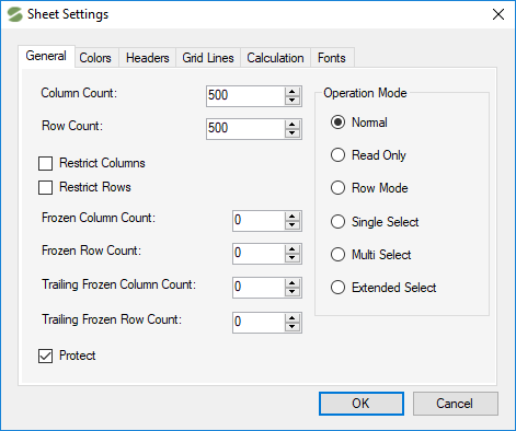 Spread Designer Sheet Settings Dialog General Tab