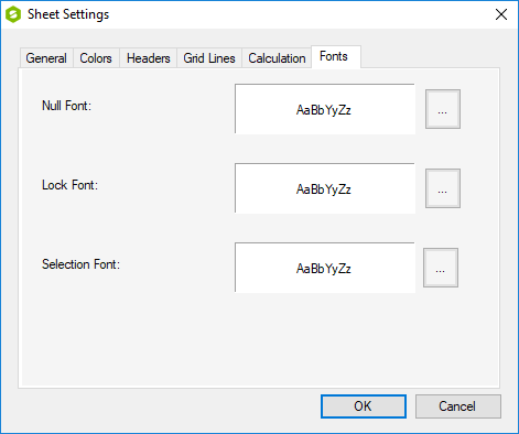 Spread Designer Sheet Settings Dialog Font Tab