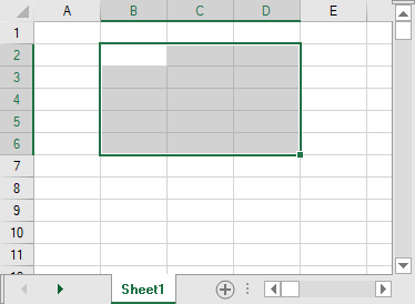Selected Cells in Data Area of Spread Designer