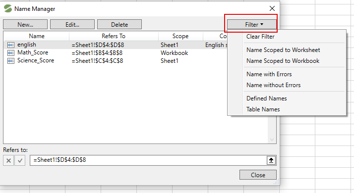 Named Manager Dialog_Filter
