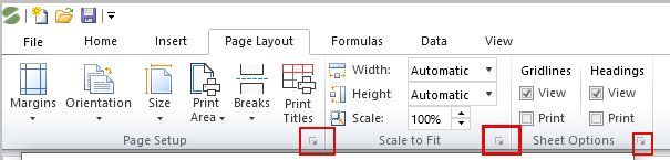 page setup dialog