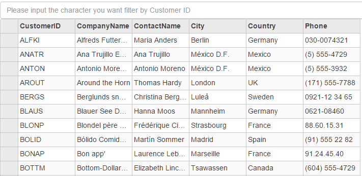 Flexgrid with textbox to filter the grid data